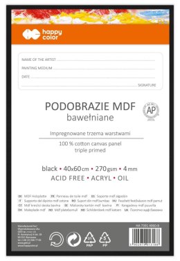 Podobrazie bawełniane 40x60 impregnowane czarne tablica malarska MDF 4mm