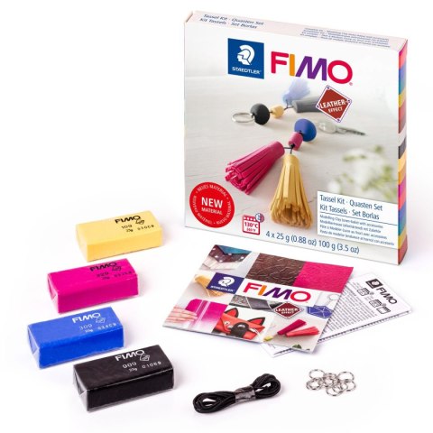 Zestaw FIMO effect leather Bryloczek 4 kostki 25g + akcesoria Staedtler Zestaw FIMO effect leather Bryloczek 4 kostki 25g + akcesoria Staedtler