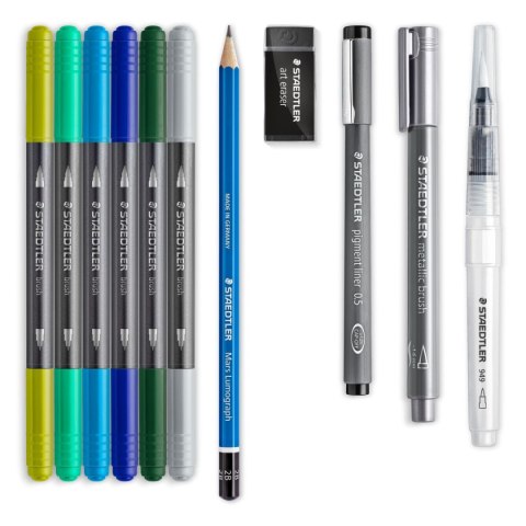 Zestaw akwarelowy Hand Lettering 8pis ołówek gumka pędzel wodny Staedtler Zestaw akwarelowy Hand Lettering 8pis ołówek gumka pędzel wodny Staedtler