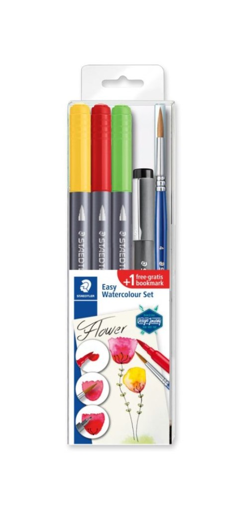Zestaw akwarelowy Kwiaty 3xBrush Pen S 3001 1 xS308 03-9 pędzelek Staedtler Zestaw akwarelowy Kwiaty 3xBrush Pen S 3001 1 xS308 03-9 pędzelek Staedtler