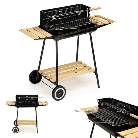 Grill ogrodowy węglowy z półkami regulacja 2 ruszty przenośny Grill ogrodowy węglowy z półkami regulacja 2 ruszty przenośny