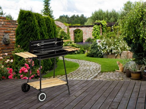 Grill ogrodowy węglowy z półkami regulacja 2 ruszty przenośny Grill ogrodowy węglowy z półkami regulacja 2 ruszty przenośny