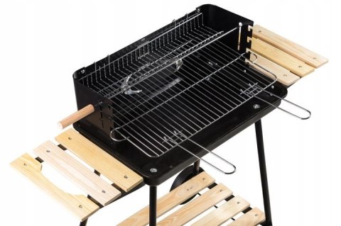 Grill ogrodowy węglowy z półkami regulacja 2 ruszty przenośny Grill ogrodowy węglowy z półkami regulacja 2 ruszty przenośny