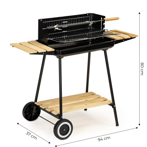 Grill ogrodowy węglowy z półkami regulacja 2 ruszty przenośny Grill ogrodowy węglowy z półkami regulacja 2 ruszty przenośny