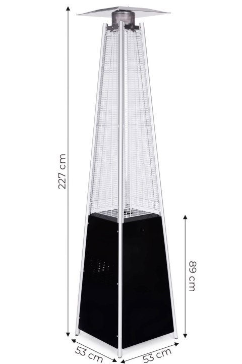 Ogrzewacz parasol gazowy grzejnik 13 kW szklany na ogród patio reduktor wąż pokrowiec MultiGarden Ogrzewacz parasol gazowy grzejnik 13 kW szklany na ogród patio reduktor wąż pokrowiec MultiGarden