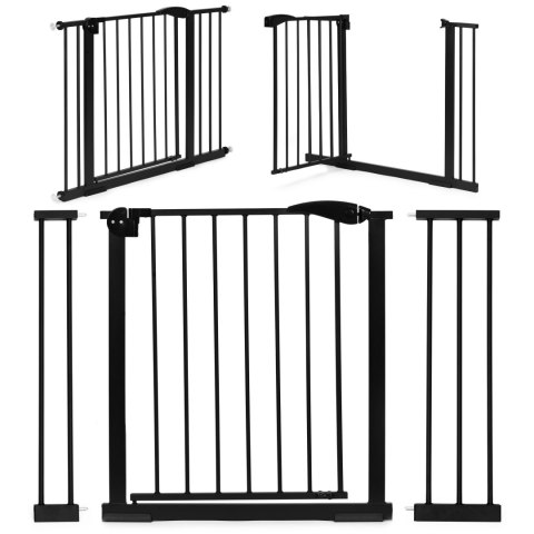 Bramka barierka zabezpieczająca 74-105 cm na schody i drzwi stal dodatkowe panele czarna ECOTOYS Bramka barierka zabezpieczająca 74-105 cm na schody i drzwi stal dodatkowe panele czarna ECOTOYS