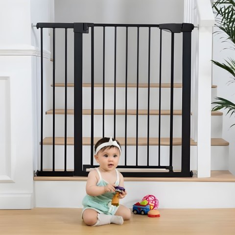 Bramka barierka zabezpieczająca 74-105 cm na schody i drzwi stal dodatkowe panele czarna ECOTOYS Bramka barierka zabezpieczająca 74-105 cm na schody i drzwi stal dodatkowe panele czarna ECOTOYS
