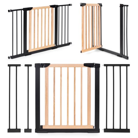 Bramka barierka zabezpieczająca 74-130 cm na schody i drzwi metal drewno dodatkowe panele Bramka barierka zabezpieczająca 74-130 cm na schody i drzwi metal drewno dodatkowe panele