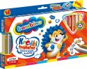 Kredki BAMBINO trójkątne w oprawie drewnianej 18 kolorów + temperówka ZWIERZAKI UCZNIAKI