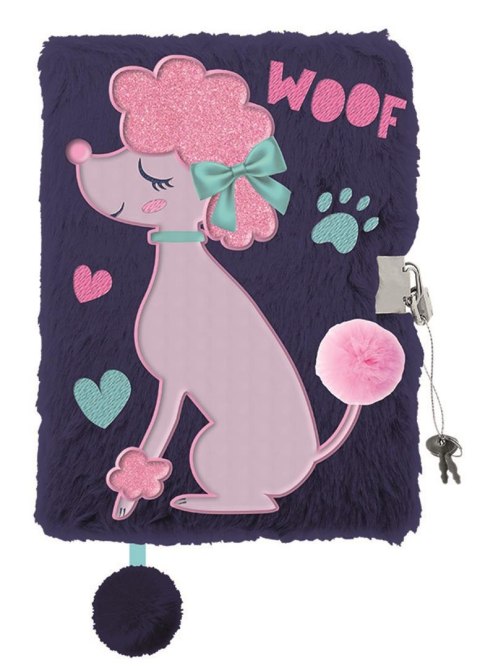 Pamiętnik z kłódką 3D "włochacz" A5 96 kartek MY LITTLE FRIEND, LADY POODLE