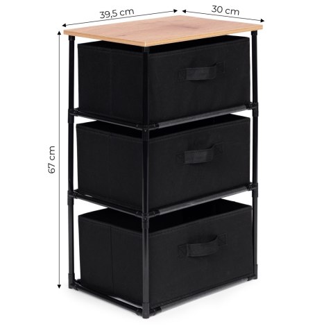 Szafka regał organizer tekstylny z wyciąganymi koszami 3 poziomy loft czarna ModernHome Szafka regał organizer tekstylny z wyciąganymi koszami 3 poziomy loft czarna ModernHome