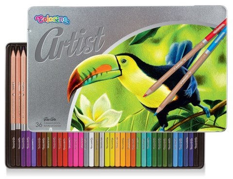 Colorino artist kredki ołówkowe okrągłe 36 kolorów metalowe pudełko Colorino artist kredki ołówkowe okrągłe 36 kolorów metalowe pudełko