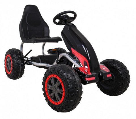 Duży Gokart Strong na pedały dla dzieci Czarny + Obciążenie 100 kg + Koła EVA + Hamulec ręczny + Sportowy fotel Duży Gokart Strong na pedały dla dzieci Czarny + Obciążenie 100 kg + Koła EVA + Hamulec ręczny + Sportowy fotel
