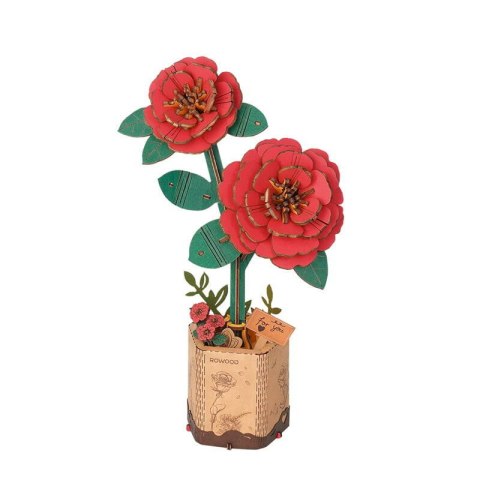 ROBOTIME Drewniane Puzzle Model 3D DIY - Kwiat Czerwona Camellia ROBOTIME Drewniane Puzzle Model 3D DIY - Kwiat Czerwona Camellia