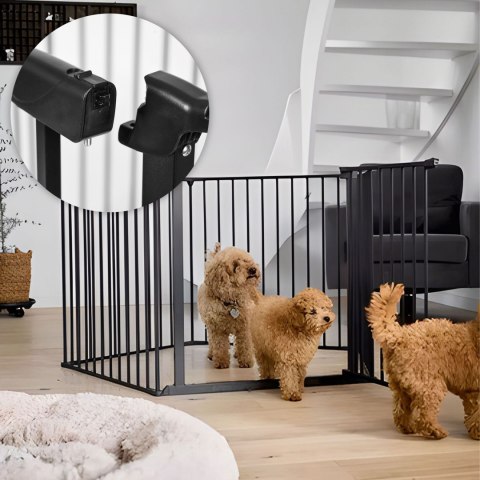 Bramka kojec barierka ochronna dla dzieci i zwierząt 5 paneli 60 cm metal czarny ECOTOYS Bramka kojec barierka ochronna dla dzieci i zwierząt 5 paneli 60 cm metal czarny ECOTOYS