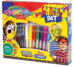 Colorino creative zestaw 10 szt kredek do malowania twarzy 5 szt tatoo gel