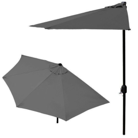 Parasol ogrodowy pół-parasol ścienny na taras 2,7 m szary MultiGarden Parasol ogrodowy pół-parasol ścienny na taras 2,7 m szary MultiGarden