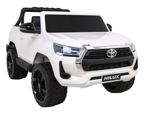 Toyota Hilux na akumulator dla dzieci Biały + Napęd 4x4 + Pilot + 2 bagażniki + Radio MP3 + LED Toyota Hilux na akumulator dla dzieci Biały + Napęd 4x4 + Pilot + 2 bagażniki + Radio MP3 + LED