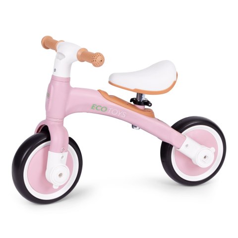 Rower rowerek biegowy z pedałami - treningowy kółka boczne 3W1 różowy ECOTOYS Rower rowerek biegowy z pedałami - treningowy kółka boczne 3W1 różowy ECOTOYS