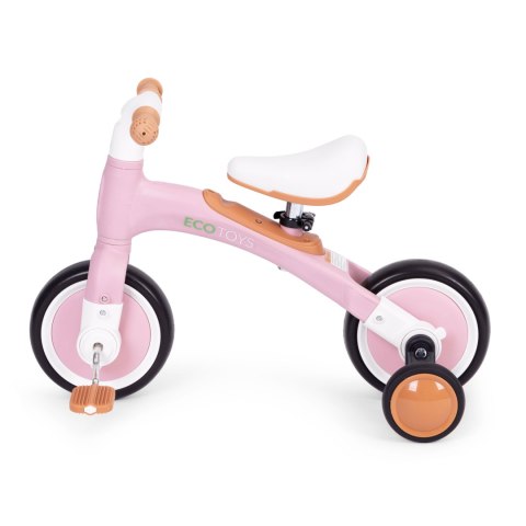 Rower rowerek biegowy z pedałami - treningowy kółka boczne 3W1 różowy ECOTOYS Rower rowerek biegowy z pedałami - treningowy kółka boczne 3W1 różowy ECOTOYS
