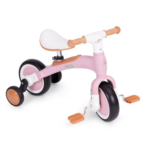 Rower rowerek biegowy z pedałami - treningowy kółka boczne 3W1 różowy ECOTOYS Rower rowerek biegowy z pedałami - treningowy kółka boczne 3W1 różowy ECOTOYS