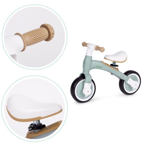Rower rowerek biegowy z pedałami - treningowy kółka boczne 3W1 zielony ECOTOYS Rower rowerek biegowy z pedałami - treningowy kółka boczne 3W1 zielony ECOTOYS