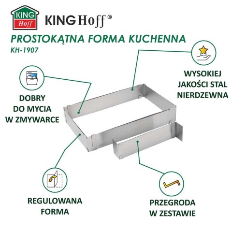 FORMA REGULOWANA RANT DO CIAST TORTÓW KINGHOFF KH-1907 PROSTOKĄTNA FORMA REGULOWANA RANT DO CIAST TORTÓW KINGHOFF KH-1907 PROSTOKĄTNA