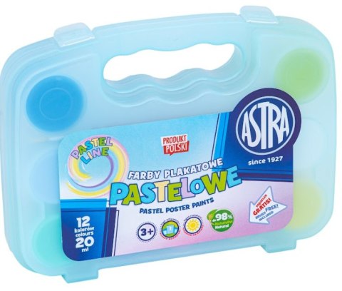 Farby plakatowe pastelowe Astra 12 kol x 20 ml - walizka Farby plakatowe pastelowe Astra 12 kol x 20 ml - walizka