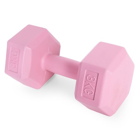 Hantle sześciokątne zestaw 2x3 kg ciężarki do ćwiczeń obciążniki fitness różowe ModernHome Hantle sześciokątne zestaw 2x3 kg ciężarki do ćwiczeń obciążniki fitness różowe ModernHome