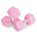 Hantle sześciokątne zestaw 2x3 kg ciężarki do ćwiczeń obciążniki fitness różowe ModernHome