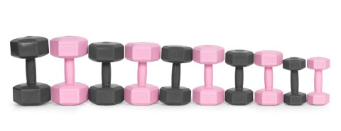 Hantle sześciokątne zestaw 2x4 kg ciężarki do ćwiczeń obciążniki fitness różowe ModernHome Hantle sześciokątne zestaw 2x4 kg ciężarki do ćwiczeń obciążniki fitness różowe ModernHome