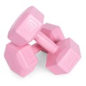 Hantle sześciokątne zestaw 2x5 kg ciężarki do ćwiczeń obciążniki fitness różowe ModernHome