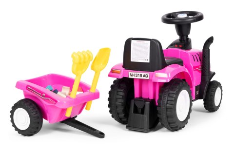Jeździk traktor New Holland z przyczepką interaktywna kierownica dźwięki dla dzieci różowy Jeździk traktor New Holland z przyczepką interaktywna kierownica dźwięki dla dzieci różowy