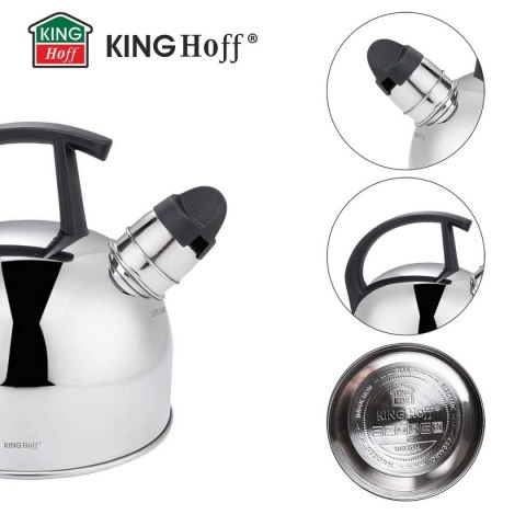 CZAJNIK 1,5L Z GWIZDKIEM KINGHOFF KH-1896 SREBRNY CZAJNIK 1,5L Z GWIZDKIEM KINGHOFF KH-1896 SREBRNY