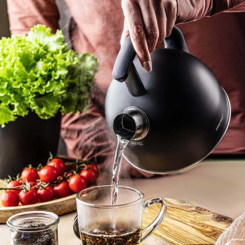 CZAJNIK 1,5L Z GWIZDKIEM KINGHOFF KH-1897 CZARNY MAT CZAJNIK 1,5L Z GWIZDKIEM KINGHOFF KH-1897 CZARNY MAT