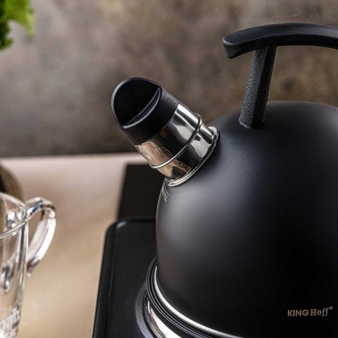 CZAJNIK 1,5L Z GWIZDKIEM KINGHOFF KH-1897 CZARNY MAT CZAJNIK 1,5L Z GWIZDKIEM KINGHOFF KH-1897 CZARNY MAT