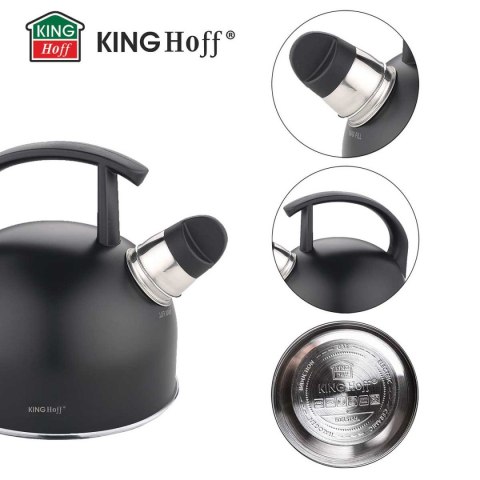 CZAJNIK 1,5L Z GWIZDKIEM KINGHOFF KH-1897 CZARNY MAT CZAJNIK 1,5L Z GWIZDKIEM KINGHOFF KH-1897 CZARNY MAT
