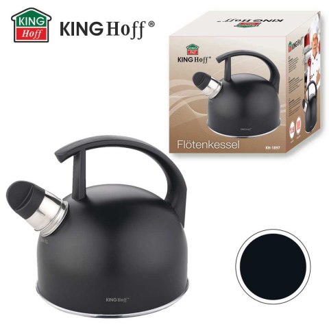 CZAJNIK 1,5L Z GWIZDKIEM KINGHOFF KH-1897 CZARNY MAT CZAJNIK 1,5L Z GWIZDKIEM KINGHOFF KH-1897 CZARNY MAT