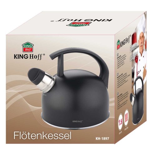 CZAJNIK 1,5L Z GWIZDKIEM KINGHOFF KH-1897 CZARNY MAT CZAJNIK 1,5L Z GWIZDKIEM KINGHOFF KH-1897 CZARNY MAT