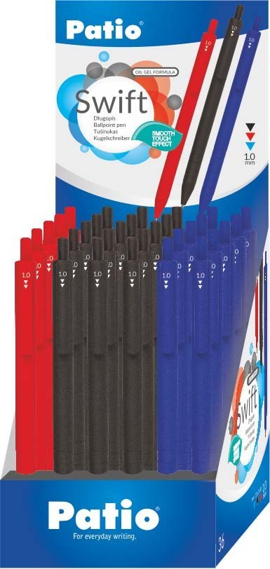 DŁUGOPIS SWIFT - OIL GEL MIX 3 KOLORÓW - 36 szt. DŁUGOPIS SWIFT - OIL GEL MIX 3 KOLORÓW - 36 szt.