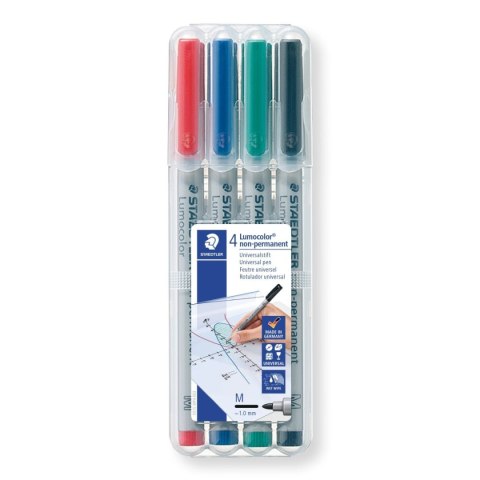 Foliopis Lumocolor M zmywalny 4 kol. (2 3 5 9) w etui box Staedtler Foliopis Lumocolor M zmywalny 4 kol. (2 3 5 9) w etui box Staedtler