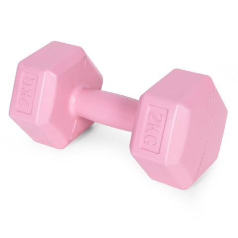 Hantle sześciokątne zestaw 2x2 kg ciężarki do ćwiczeń obciążniki fitness różowe ModernHome Hantle sześciokątne zestaw 2x2 kg ciężarki do ćwiczeń obciążniki fitness różowe ModernHome
