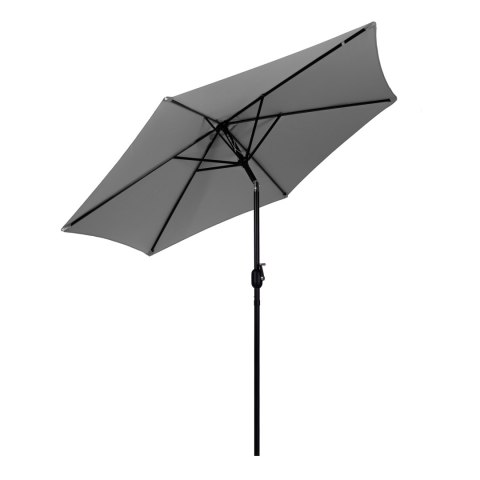 Duży parasol ogrodowy skośny łamany z korbą 6 żeber szary 270 cm MultiGarden Duży parasol ogrodowy skośny łamany z korbą 6 żeber szary 270 cm MultiGarden