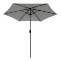Duży parasol ogrodowy skośny łamany z korbą 6 żeber szary 270 cm MultiGarden
