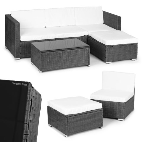Komplet mebli ogrodowych z technorattanu narożnik modułowy stolik szary MultiGarden Komplet mebli ogrodowych z technorattanu narożnik modułowy stolik szary MultiGarden