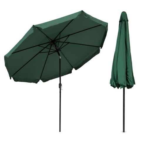 Parasol ogrodowy duży 3 m skośny łamany z korbą zielony MultiGarden Parasol ogrodowy duży 3 m skośny łamany z korbą zielony MultiGarden