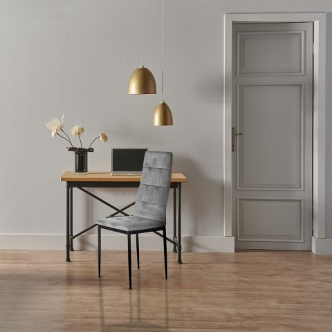 Komplet 4 krzeseł krzesło welurowe do jadalni i salonu 4 sztuki szare ModernHome Komplet 4 krzeseł krzesło welurowe do jadalni i salonu 4 sztuki szare ModernHome