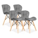 Komplet 4 krzeseł welurowych do jadalni i salonu szare ModernHome