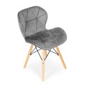 Komplet 4 krzeseł welurowych do jadalni i salonu szare ModernHome
