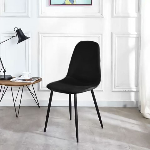 Komplet 4 krzeseł welurowych krzesło do jadalni i salonu czarne ModernHome Komplet 4 krzeseł welurowych krzesło do jadalni i salonu czarne ModernHome